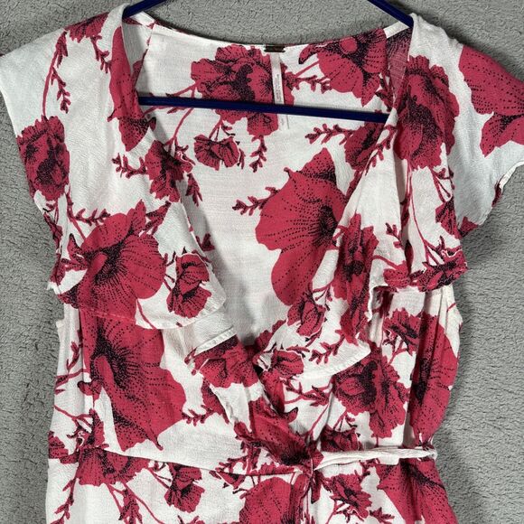 Free People Size S French Quarter Ivory Floral Print Wrap Mini Dress Bohemian - Picture 6 of 14
